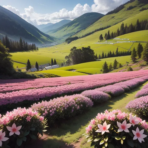 best quality，actual，real life，photography，masterpiece，best quality，tea tree field，rhododendron