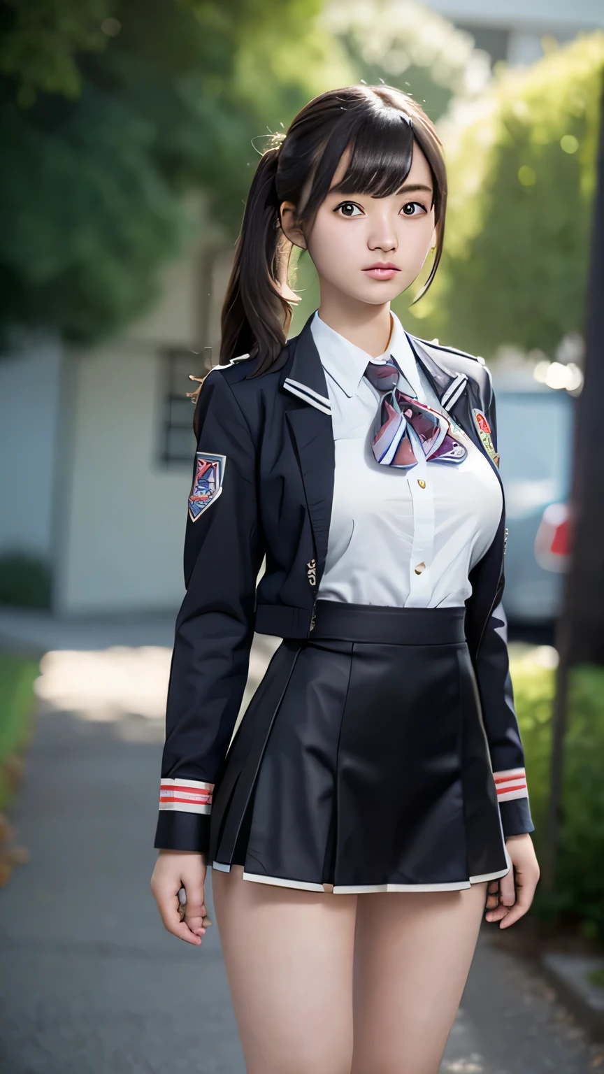 Arafed asian woman in uniform posing for a picture - SeaArt AI