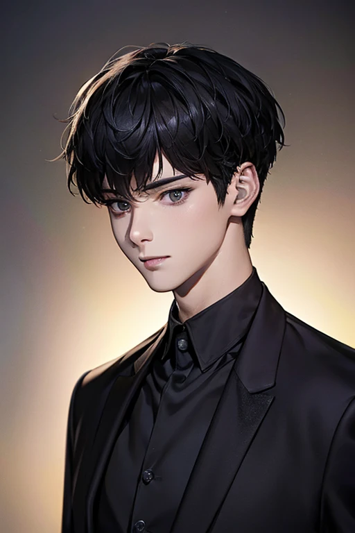 masterpiece, masterpiece_portrait, distinct, distinct_image, high_resolution, highres, high_quality_anime, high_quality, hyper_detail, finely_detailed,4K, men, ChaEunWu, a man in a suit, black suit,