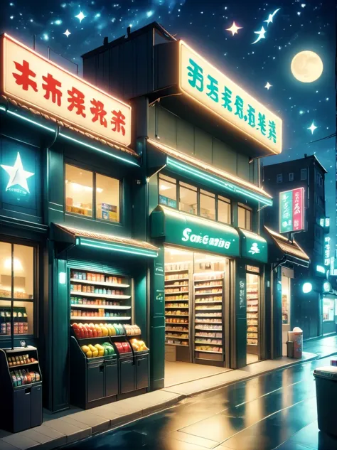 Midnight convenience store，Dark night，