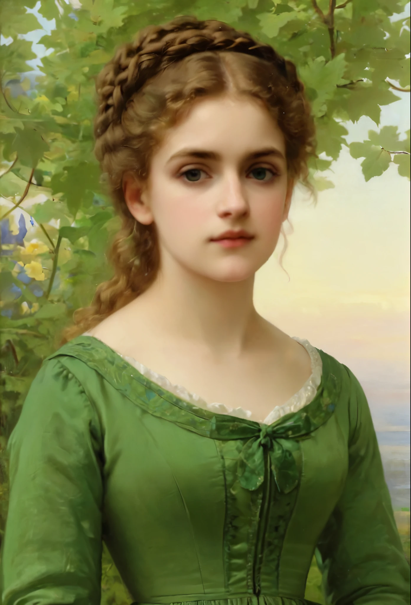 Fille en robe verte，Charles Sillem Lidderdale，D&#39;après Sophie Jumbre Anderson，Julius LeBron Stewart，Belle femme victorienne，Joseph Noël Paton，portrait d&#39;une femme victorienne，Charles Joshua Chaplin，Sophie Genbre Anderson，Inspiré par Julius LeBron Stewart，portrait d&#39;une princesse，Peinture victorienne，Dames victoriennes