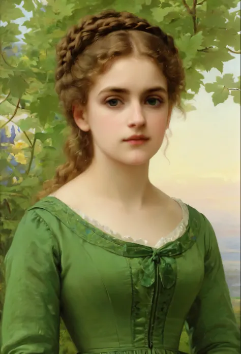 Girl in green dress，Charles Sillem Lidderdale，Based on Sophie Jumbre Anderson，Julius LeBron Stewart，Beautiful Victorian woman，Jo...