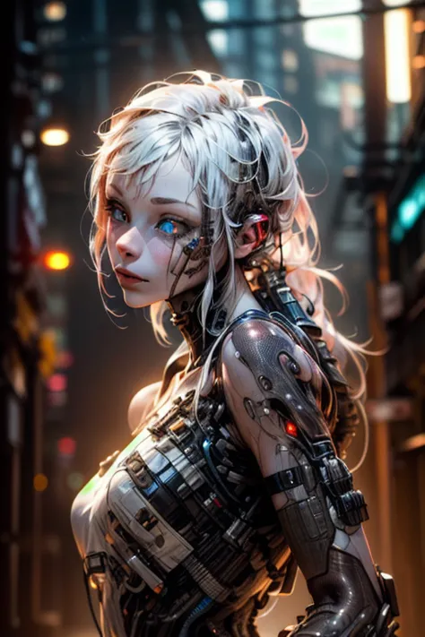 (biopunk girl:1.6), mullet hairstyle, (glowing scarlet eyes:0.8), (translucent pale skin:1.4), no humans, beautiful eyes with fi...