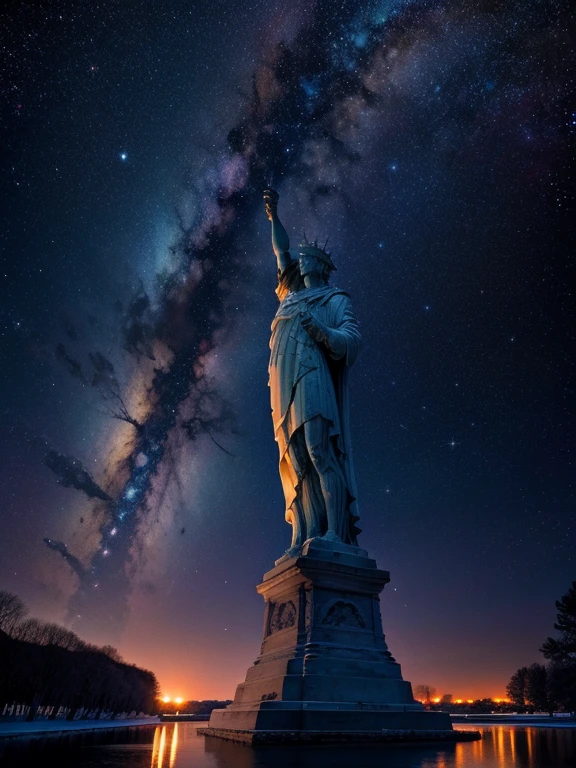 Statue de la Liberté, Pentagone, cerf, Le fleuve Mississippi sous la Voie Lactée, constellation, , arnagedon