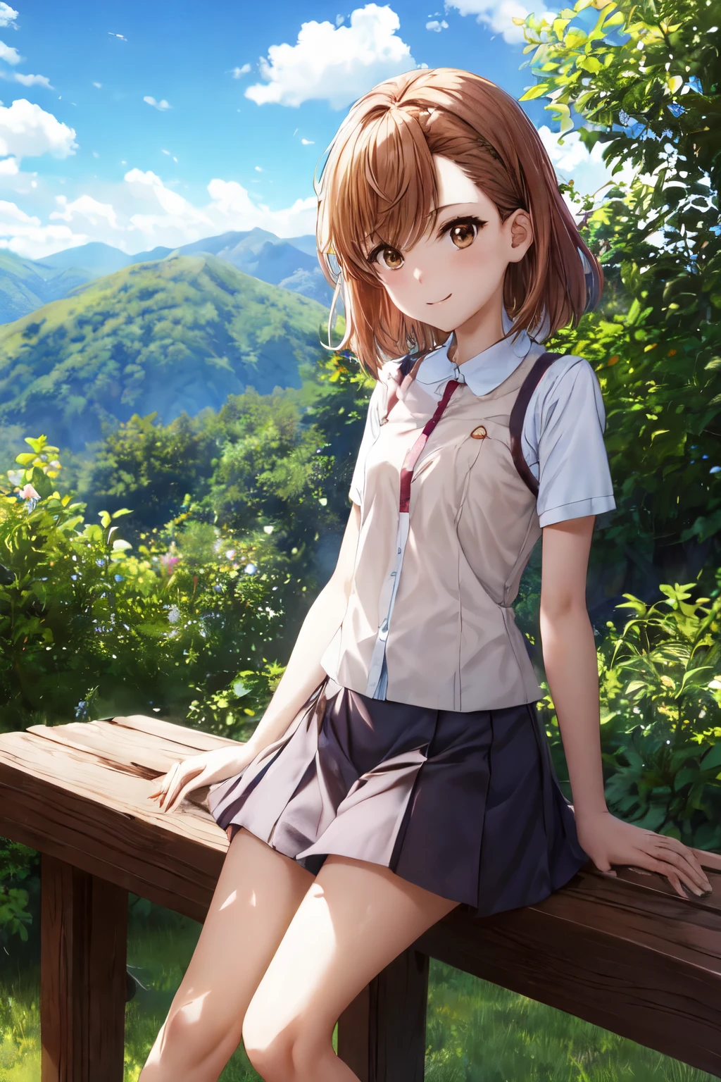 Una chica de anime en un campo de hierba,sentada en la hierba, 1girl, sola,piernas abiertas,Exposed , completamente desnuda, sin censura,piernas abiertas,obra maestra,mejor calidad,censurado, brown hair, Misaka Mikoto, brown eyes, senos, small breasts, completamente , , sonrojarse, Cerco, Censura de mosaicos, pelo corto, piernas abiertas, valla de alambre, tag