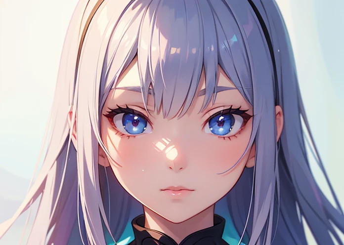 snthwve style, nvinkpunk Closeup face portrait of (((sks person))), smooth soft skin, big dreamy eyes, beautiful intricate colored hair, symmetrical, anime wide eyes, soft lighting, detailed face, by makoto shinkai, stanley artgerm lau, wlop, rossdraws, concept art, digital painting, looking into camera