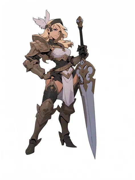 Cartoon closeup of a woman holding a sword, Katana Zero Video Game Character, she holds a sword, With a big sword, heroine, jrpg character, Valkyrie style character, jrpg character art, female warrior, official character art, Natalie in epic battle fantasy...