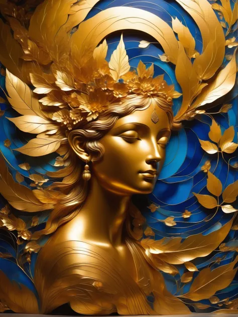 (Gold Leaf Art:1.6), Intricately designed gold leaf art glass windows，Full of red，blue，and golden hues，Gold leaf art brings reli...