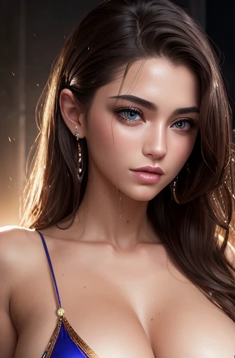 top quality,(masterpiece:1.2), ultra-detailed,(HDR,UHD,studio lighting), Raw photo, 1girl, detailed eyes and lips, long eyelashes, glossy skin, wet body, dramatic lighting, full-body shot, (photo-realistic:1.4), micro bikini, colossal