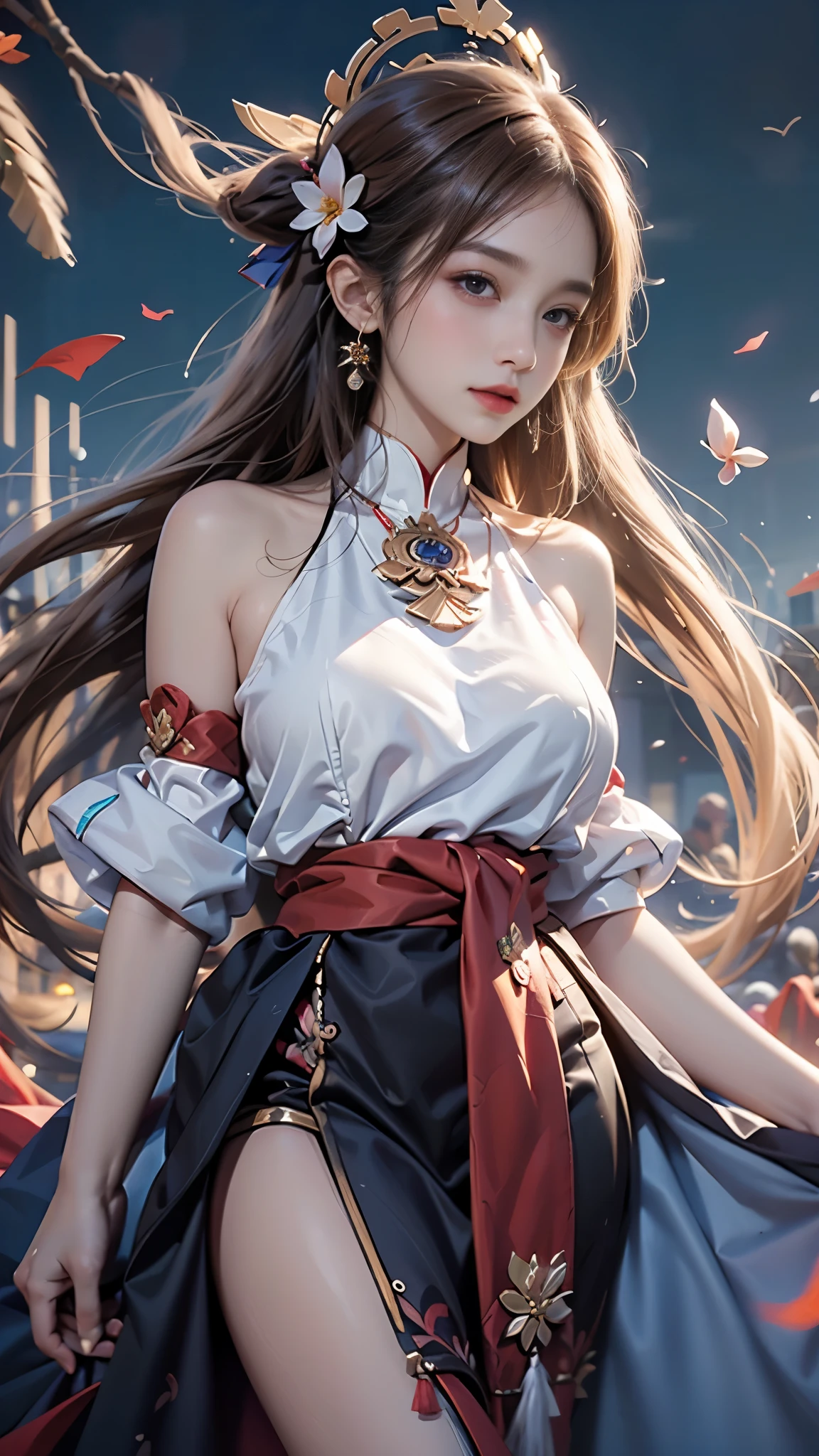 yae_miko, masterpiece，best quality，high quality，High definition，high quality的纹理，high quality的阴影，High details，Beautiful details，fine details，Extremely detailed CG，Detailed texture，lifelike面部表现，lifelike，colorful，Beautifully，sharp focus，(intricate details，Pure love face_v1:0.5)，(Beautifully face with beautiful details，(Beautifully eyes)，Perfectly proportioned face，HighSkin details，Skin details，The optimal ratio of four fingers to one thumb，emaciated:1.3)，1 girl，17 years old，High，(Smooth abdominal muscles:1.55)，(abdominal muscles:0.5)，beautiful，perfect，High，((Big breasts, big breasts, big breasts)), ((bare shoulders)), ((The skirt is very short)), (long legs)，(straight legs)，(thin waist)，((White skin))，White skin，((White skin))，(Emma Watson)，big breasts，((Caucasian))，Light blonde hair，Stand with your legs apart，looking at the audience，whole body，Portrait of cute blonde girl，((Standing in the wheat field,look into the distance))，bloom，orange mist，kinetic，strands of hair，lifelike，high quality渲染，amazing art，high quality，Film texture，Fuji XT3，dream