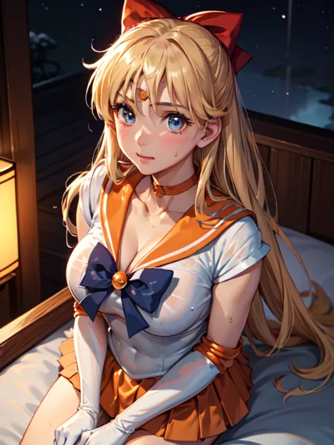 master piece,best quality,ultra detailed,8k, ambient light,realistic skin,glossy skin, 
（sv1, sailor senshi uniform, orange skir...