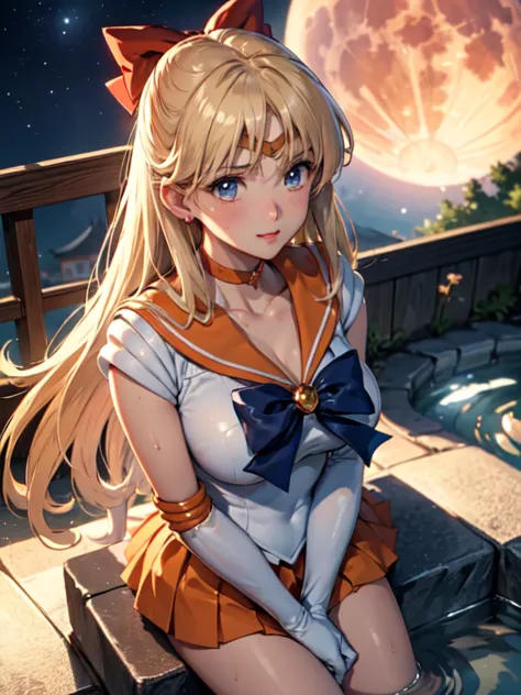 master piece,best quality,ultra detailed,8k, ambient light,realistic skin,glossy skin, 
（sv1, sailor senshi uniform, orange skir...