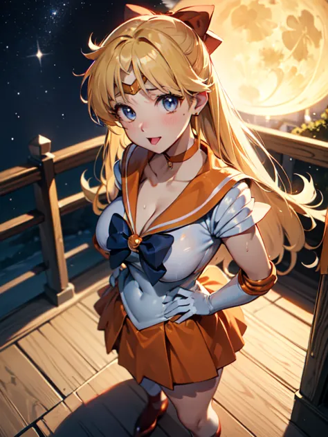 master piece,best quality,ultra detailed,8k, ambient light,realistic skin,glossy skin, 
（sv1, sailor senshi uniform, orange skir...