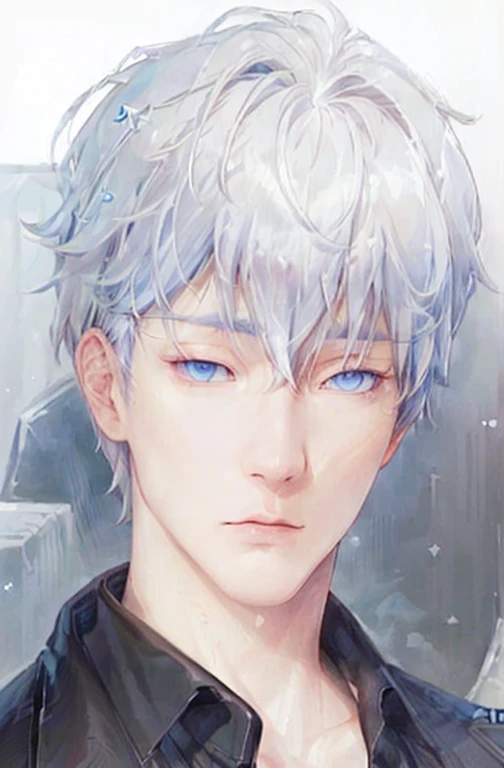 ((super realistic)) a close up of a person with white hair and blue eyes, kaneki ken, ken kaneki, tall anime guy with blue eyes,...