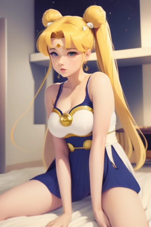 ((masterpiece)), (highest quality), (super detailed), ((very detailed)), 4k, (8K), sailor moon, long blonde hair, double ponytail, sailor moon Aesthetics, dream core,