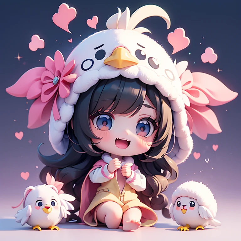 Characters laugh out loud.
The character falls flat on his stomach., Cartoon girl in a chicken costume with a hat and holding hands,  The cutest stickers ever, cute digital art, Chibi Girl, Cute anime style, cute detailed digital art, Anime Chibi, cute anime girl, chibi anime girl, Luan cute Vtuber, sticker illustration