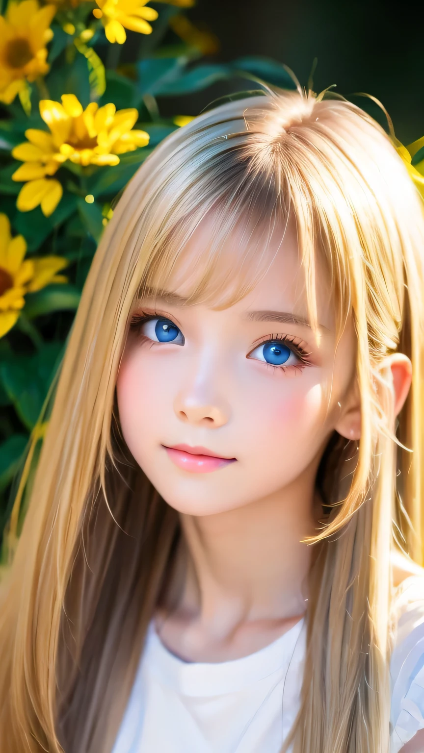 Beautiful white and shining skin, 3 Up, unparalleled beauty, Bright, refreshing and gentle expression, Perfect beautiful cute face shining baby blonde silk super long straight hair, Beautiful shiny bangs, A very beautiful and beautiful 1 girl, eyeliner, Very perfect and beautiful cute big clear sky blue eyes