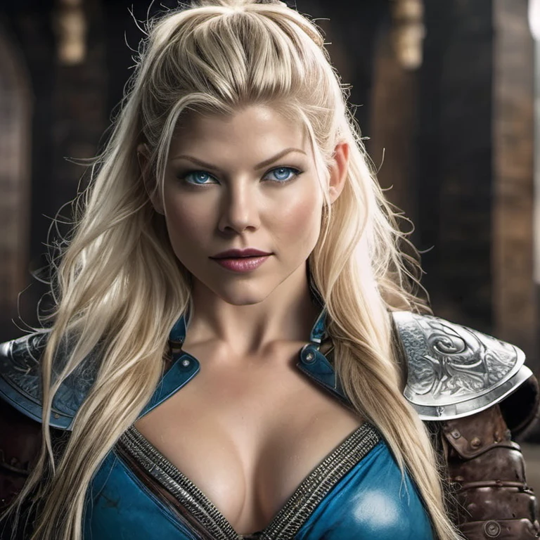 Nsfw, (masterpiece, best quality:1.2), full body, katherin winnick, lagertha, sexy viking, sexy combat gear, combat hair style, battle axe, battle swords,long flowing hair, blue eyes, seductively smiling, flirtatious, abs, Real Life, full bodyshot, (Ultra Realistic:1.4), Photorealism, Photography, 8K UHD, Photo, HDR, Complex and Elegant, Highly Detailed, Sharp Focus, Stunning, Beautiful, (Gorgeous: 1.2), Best Quality 1:1, Ultra Detail: 1.4, Best Shadows, (8k: 1.1), (beautiful detailed face), high contrast, (perfect lighting: 1.2), ((cinematic light)), colorful, hyper-detail, dramatic light, intricate detail, photograph by arny freytag, glamorous, sexy pose, seductively looking at the viewer,