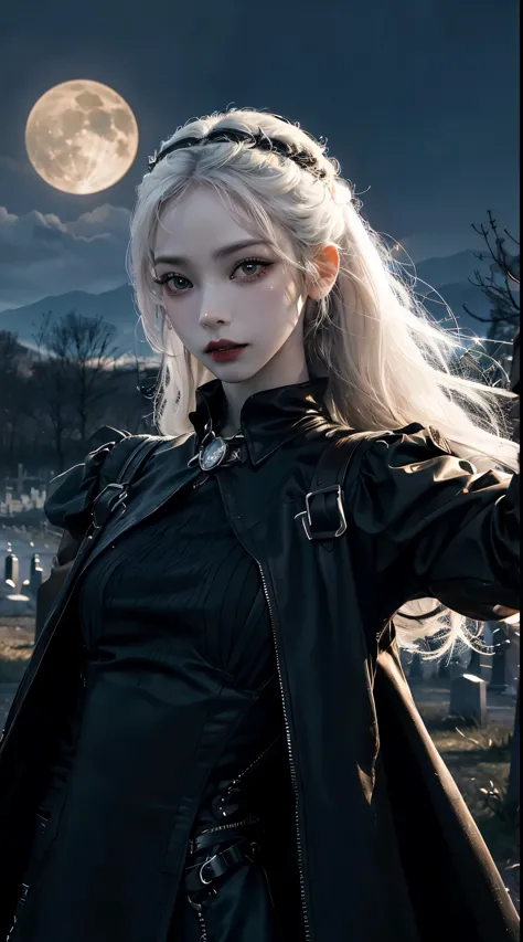 (best quality,4k,8k,Altas,master part:1.2),ultra-detalhado,(Realistic,fotorrealista,photo-realistic:1.37),Goth vampire girl stan...