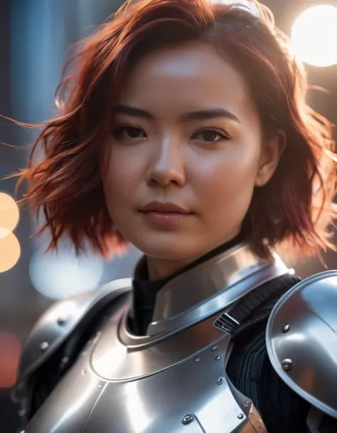 a close up of a woman in a suit of armor, medium close - up ( mcu ), 8k artgerm bokeh, wojtek fus, ig model | artgerm, ross tran...