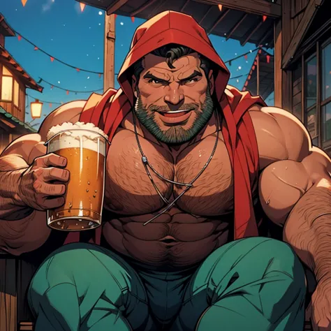 Make a man with obesity. Esse homem deve estar usando roupa vermelha. Ele deve estar dentro de um bar. He's drinking beer. Foto ...