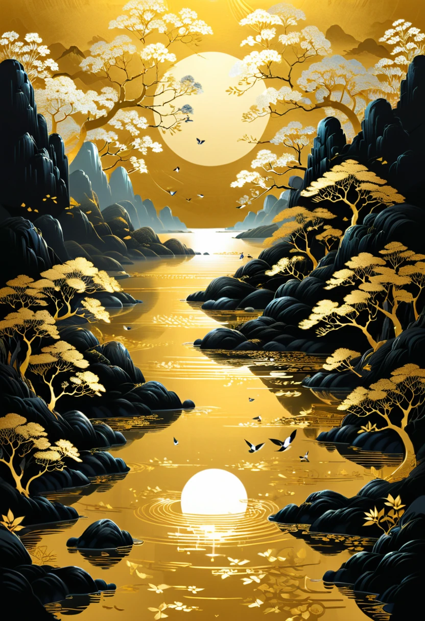 Gold Foil Art, by Tang Yau Hoong, (masterpiece, best quality, Professional, perfect composition, very aesthetic, absurdres, ultra-detailed, intricate details:1.3)