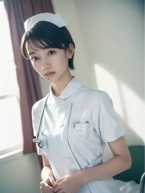 1 girl,(Wearing white nurse clothes:1.2),(Raw photo, highest quality), (realistic, photo-realistic:1.4), masterpiece, very delic...