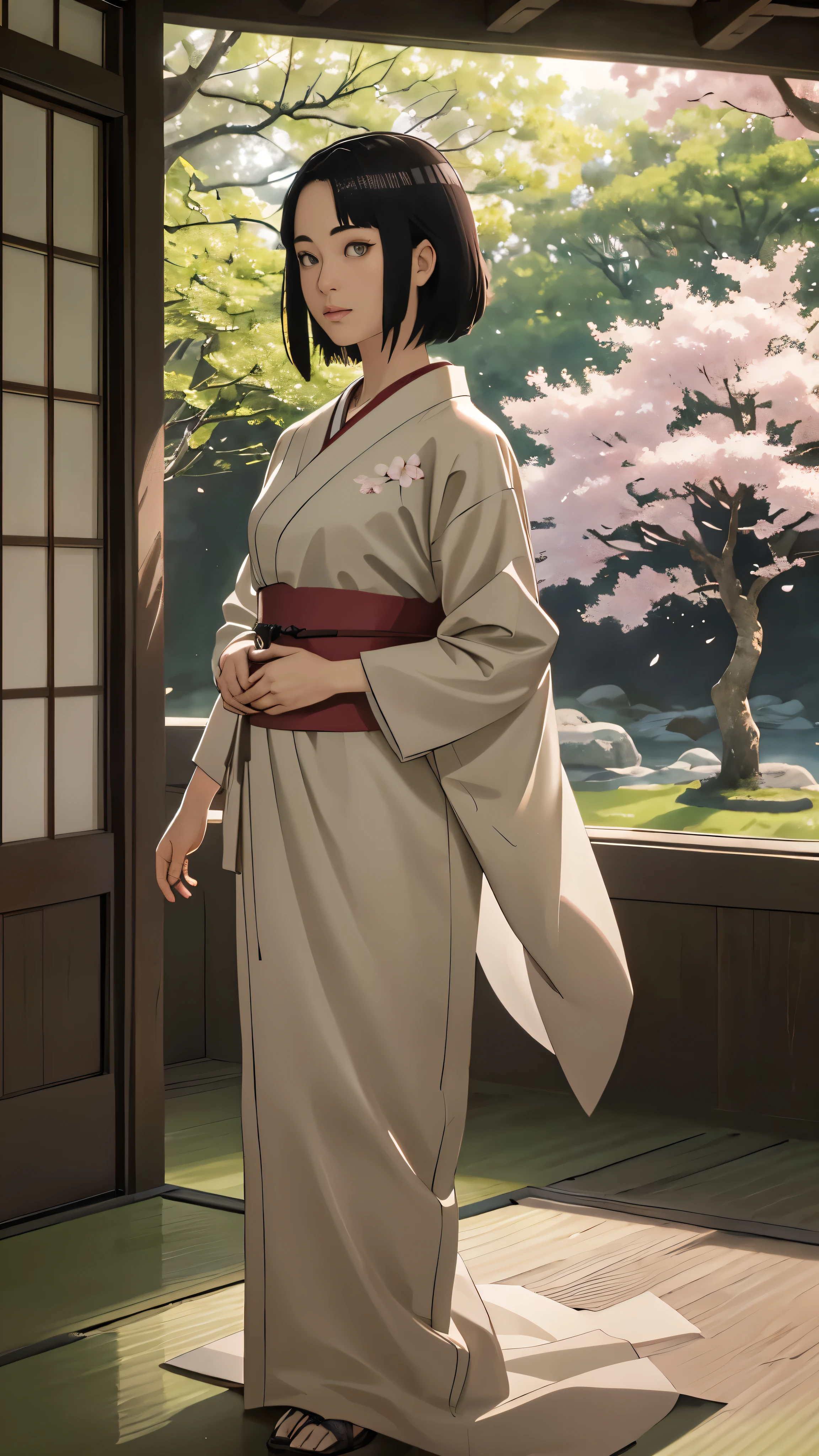 ((Best quality)), ((masterpiece)), ((realistic))

A girl with flawless beauty stands in a serene Japanese garden, bathed in the gentle sunlight filtering through the canopy of cherry blossom trees. The petals on the eye level gracefully frame her elegant silhouette, creating a stunningly scenic tableau. This meticulously crafted image is a true masterpiece, boasting high resolution and originality. Every detail is rendered with extreme care, resulting in an incredibly detailed 8K representation. The lifelike quality, or photorealism 1.4, further accentuates the stunning naturalism of the scene.

Her perfectly symmetrical figure strikes a thought