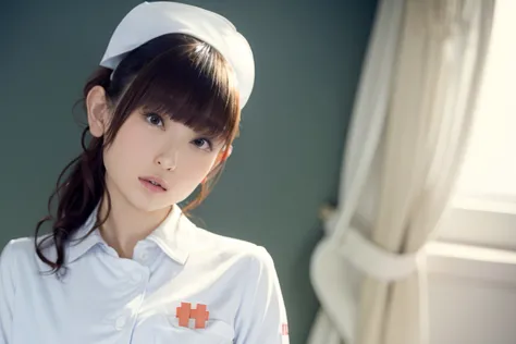 1 girl,(Wearing white nurse clothes:1.2),(Raw photo, highest quality), (realistic, photo-realistic:1.4), masterpiece, very delic...