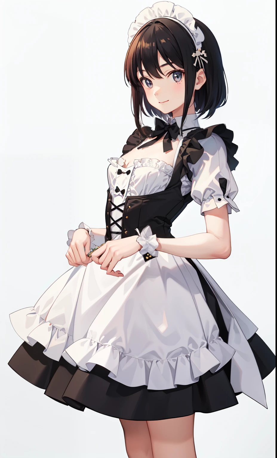 A close up of a woman in a maid outfit holding a knife - SeaArt AI