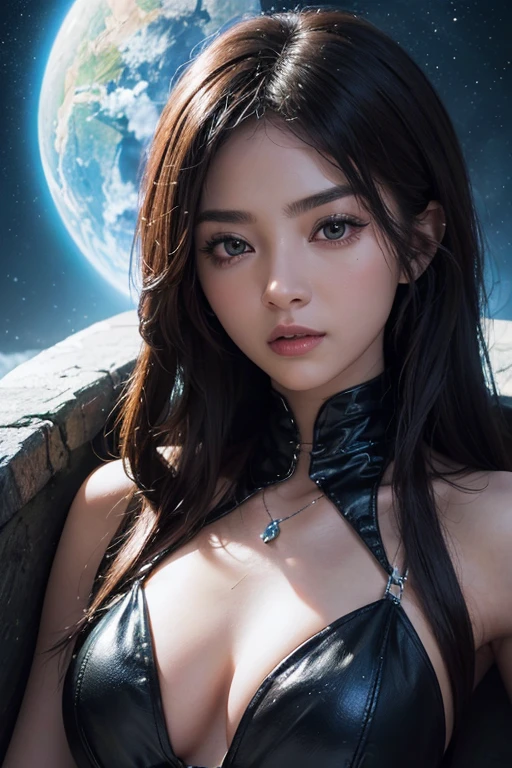 Roughcraft&#39;s Worldから来た女性のエイリアン, Ultra-detailed artistic photography, midnight aura, night sky, Detailed gorgeous face, dream-like, Shine, with backlight, Glamour, sparkling, (very detailed face and eyes:1.2), (High resolutionの光る赤い目:1.4), perfect anatomy, (A beautiful, toned body:1.5), (Moisturized skin:1.2), no makeup, (Bear:1.1),(thick eyebrows:1.2), long canines. Smooth, extRa High resolution, 8K, unreal engine 5, Ultra-sharp focus, Art by Alberto Seveso, ArtJam, Barbaric, SF, Complex芸術作品の傑作, evil, Matte Movie Poster with Image, golden ratio, Trending on CGsociety, Complex, wonderful, Trending with ArtStation, author: ArtJam, H. R. Giger and Beksinski, very detailed, Roughcraft&#39;s World,  cthulhu, vibration, drawing cinematic characters, Ultra high quality model, cinematic quality, Detail up, (Complex details:1.2), High resolution, High resolution, draw faithfully, (thick eyebrows:1.2), (Big scarlet eyes:1.3)