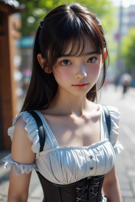 ((sfw: 1.4)), ((detailed face,  professional photography)), ((sfw, corset top, 1 Girl)), Ultra High Resolution, (Realistic: 1.4), RAW Photo, Best Quality, (Photorealistic Stick), Focus, Soft Light, ((15 years old)), ((Japanese)), (( (young face))), (surfac...