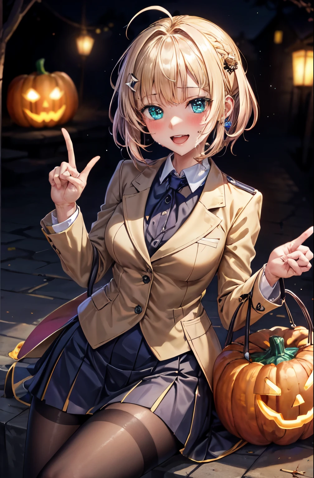 Anime girl with a pumpkin in her hand - SeaArt AI