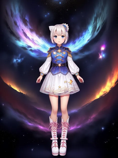 1girl、vtuber-fullbody、8K、Star Fairy、masterpiece、official art、Super detailed、super beautiful、かわいいStar Fairy、white straight short ...