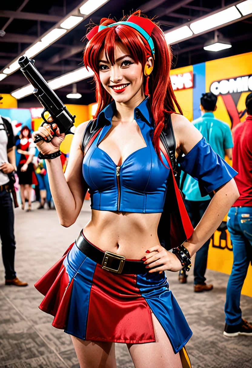 a lovely woman in cosplay as Cowboy BeBop Fay Valentine with red hairband -  SeaArt AI