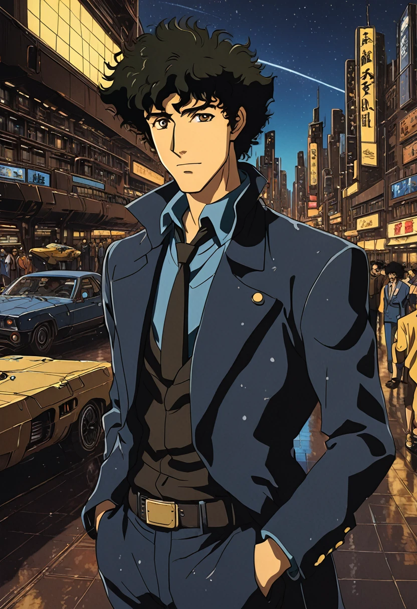 1boy, Spike Spiegel, Cowboy Bebop, brown eyes, smile, black hair - SeaArt AI