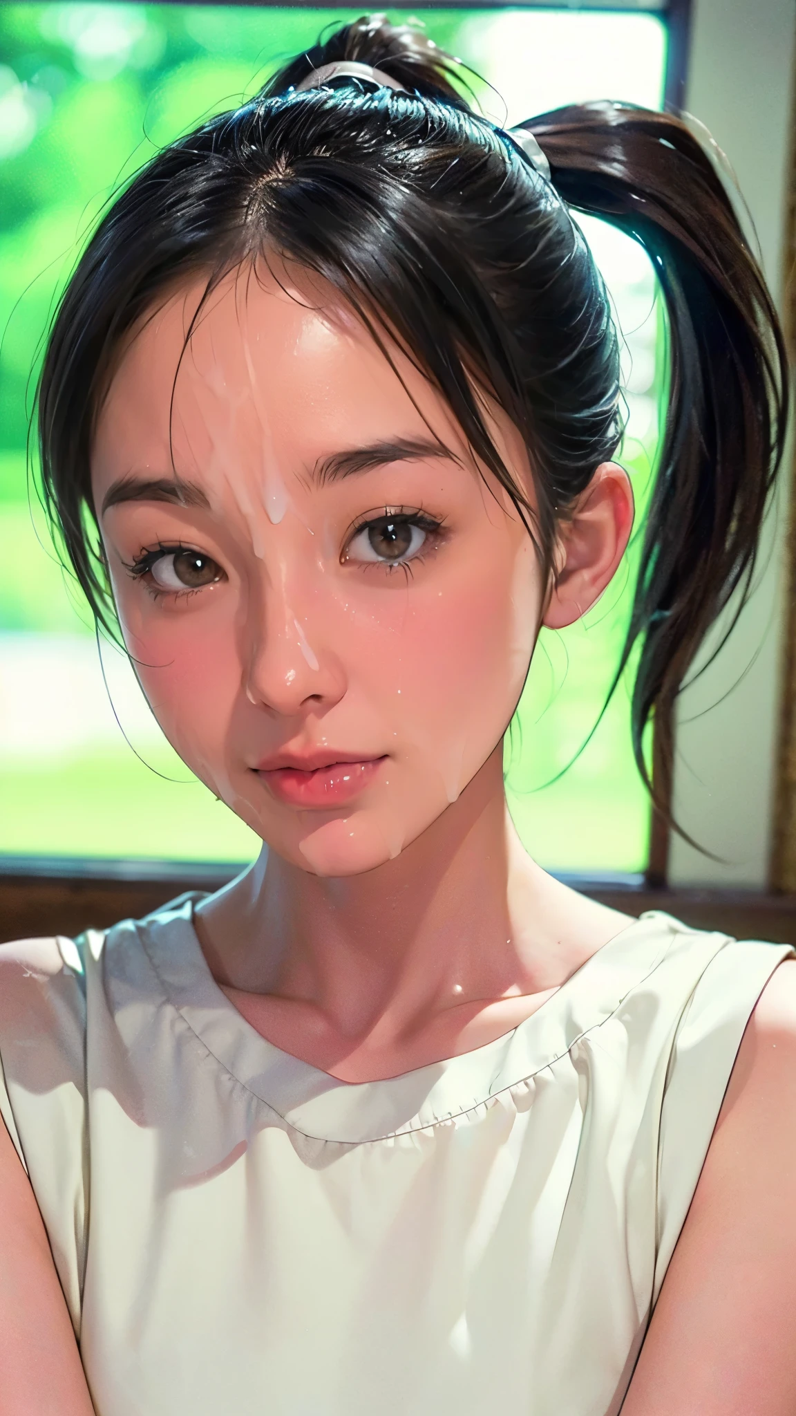 (8K High Resolution), (highest quality), (RAW Image Quality), (reality), (that&#39;reality的な:1.37), Big 目,that&#39;Exquisite（Live-action reality的な style）,The ultimate face,reality的な光と影,clear facial features,Milky skin, Skin with attention to detail,reality的な skin details,Visible pores,（Very detailed）,best portrait, facial, how, (10 year old Japanese girl, Black Hair, ponytail, Cute type)