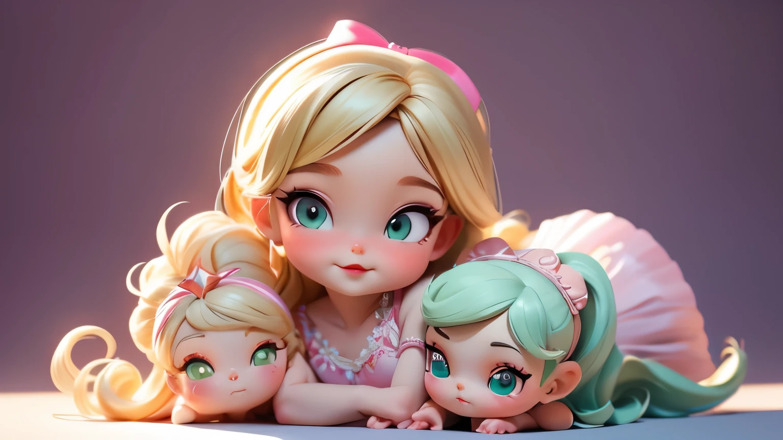 Superb Quality, Masterpiece, High Resolution, 1Girl, Blush, red lips, big lips,(Charming Smile: 0.8), Star Eyes, a drawing of a in a pink dress, artdoll, ballerina, pink ballerina, dollpunk, ballet style pose, cute cartoon style, cute cartoon, prima ballerina, 🎀 🪓 🧚, dressed as a ballerina, artstatio, hana alisa omer, katelynn mini cute style, ballet, chibi girl, anime chibi, artstatiom,green eye,golden satin hair, Tyndall Effect, Realistic, Peach Blossom Forest, Light Edge, Two-tone Lighting, (High Detail Skin: 1.2), 8K UHD, DSLR, Soft Light, High Quality, Volume Lighting, Voyeur, Photo, High Resolution, 4K, 8K, Background Blur