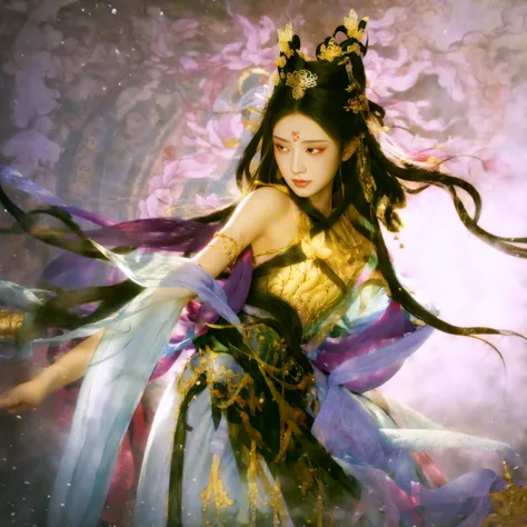 a girl in a skirt、arafad image of woman holding sword, beautiful fantasy queen, full body xianxia, xianxia fantasy, chinese fant...