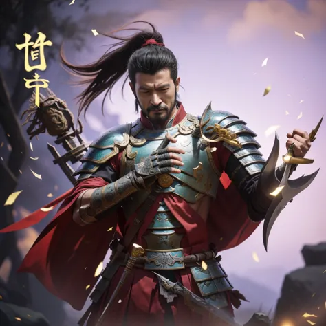 arafed image of a man with a sword and armor, inspired by Huang Shen, inspired by Hu Zaobin, xianxia hero, chinese warrior, smar...