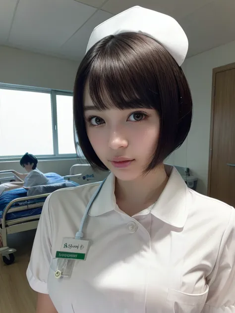 1 girl,(wearing white nurse clothes:1.2),(raw photo, highest quality), (realistic, photo-realistic:1.4), masterpiece, very delic...