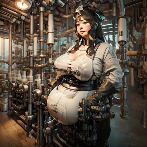 最高masterpiece　front view　（（（large milking cylinders attached to nipples:20.0）））　extremely obese woman　bursting super breasts　ver...