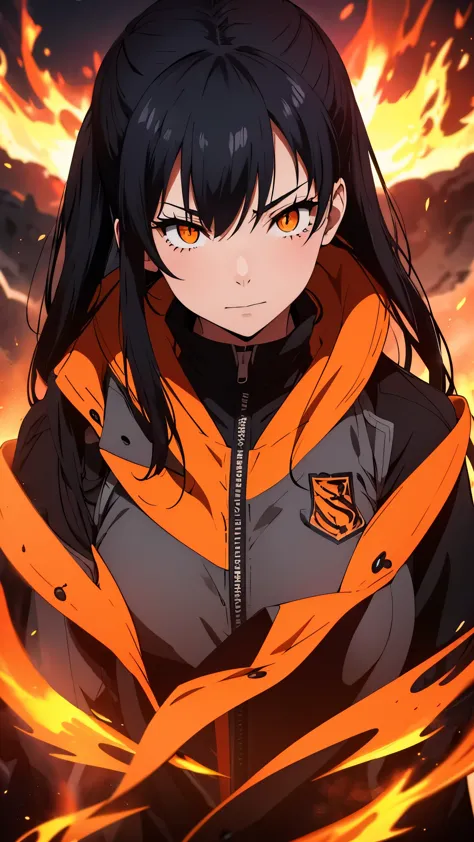 tamaki kotatsu from fire force, a beautiful girl in her late teens with a model-like appearance. she has a slim figure with long...