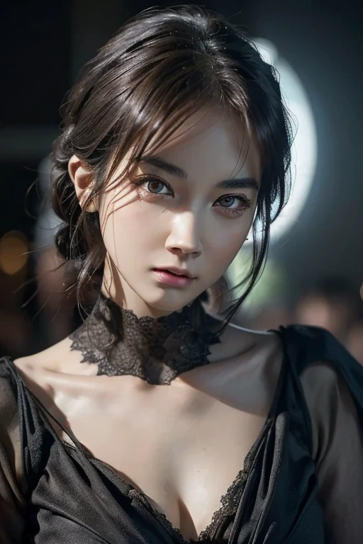 Rough Craft&#39;S Worldから来た女性のエイリアン, highly detailed artistic photography, midnight aura, Night Sky, Detailed gorgeous face, dream-like, Shine, Backlit, Glamour, Sparkling, (very detailed face and eyes:1.2), (High resolutionの光る赤い目:1.4), Perfect Anatomy, (A beautiful, toned body:1.5), (Moisturized Skin:1.2), No makeup, (bear:1.1),(Thick eyebrows:1.2), Long canines. Smooth, extRa High resolution, 8K, Unreal Engine 5, Ultra-sharp focus, Art by Alberto Seveso, germ of art, Barbaric, SF, Complex芸術作品の傑作, evil, Matte Movie Poster with Image, Golden Ratio, Trending on CGsociety, Complex, wonderful, ArtStation Trends, author: germ of art, H. R. Giger and Beksinski, very detailed, Rough Craft&#39;S World,  Cthulhu, vibration, Draw a movie character, Ultra high quality model, Cinematic Quality, Detail up, (Complex details:1.2), High resolution, High resolution, draw faithfully, (Thick eyebrows:1.2), (Big scarlet eyes:1.3)