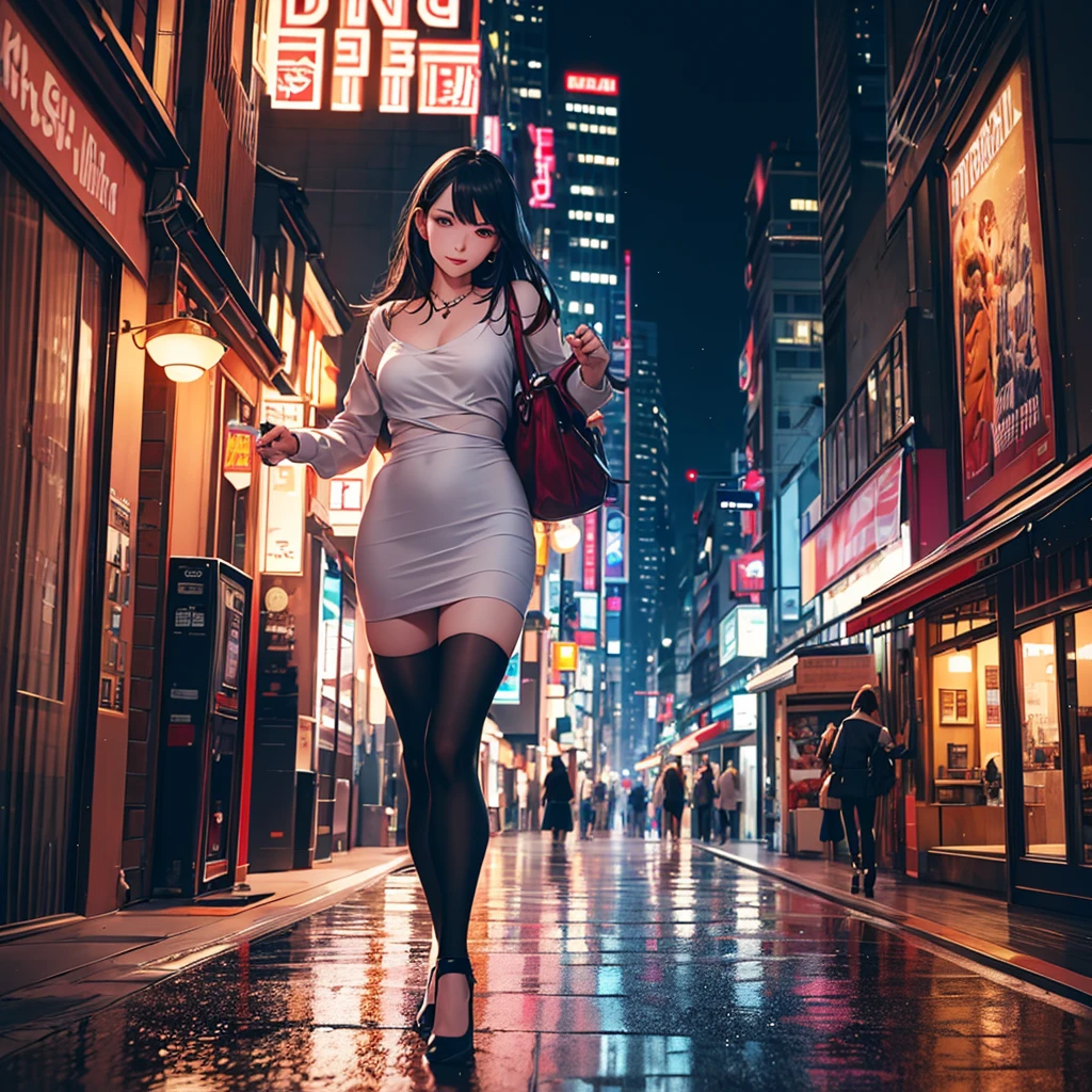 Super cute girl leaving the club in the morning, hung over, way too small dress, torn hose, morning hair. Early dawn on the streets of Bangkok