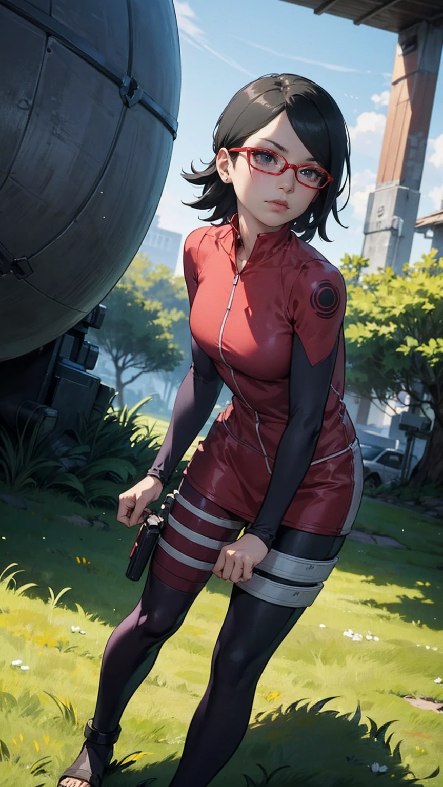 Sarada Uchiha,short hair,black hair,glasses),full body picture Unreal  Engine 5 - SeaArt AI