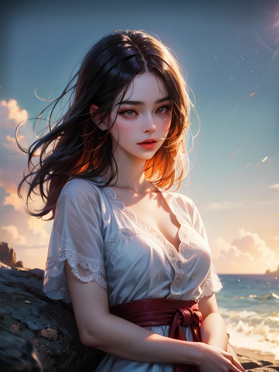 imagem arafada de uma garota com uma fantasia vermelha e azul olhando pela janela, wojtek fus, ross tran 8k, cgsociety 8k, sociedade cg 8k, sociedade cg 8k, estilo anime 3 d realista, artgerm e atey ghailan, Ilya Kuvshinov. 4K, cgs cinematic society, cgsociety inspirado