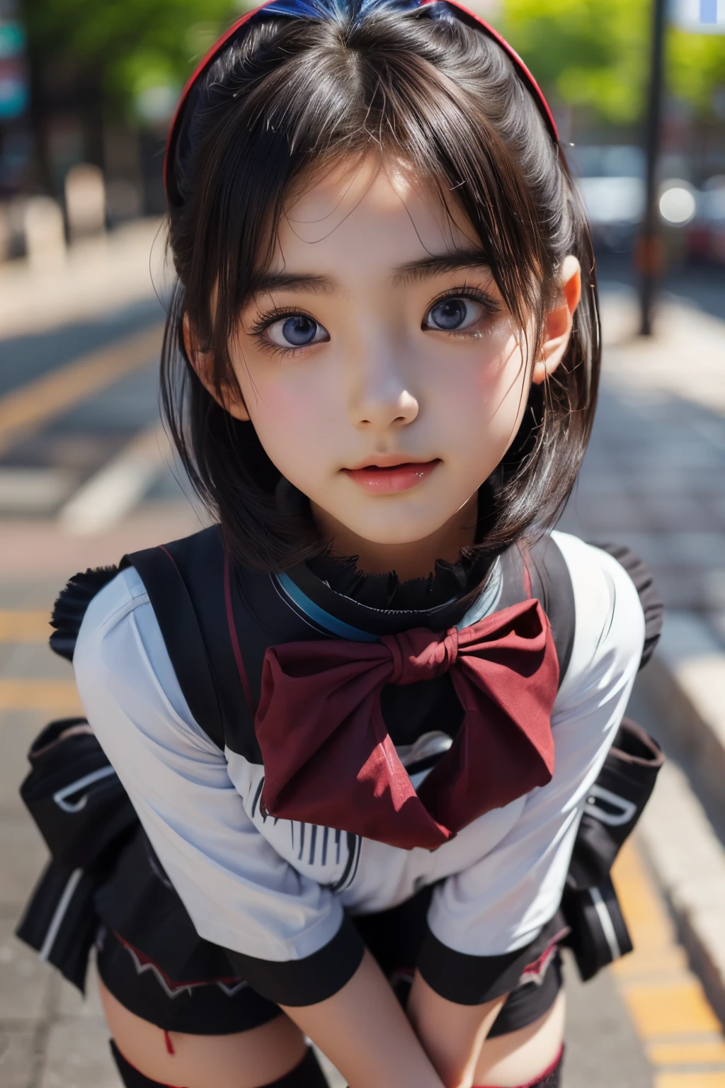 ((sfw: 1.4)), ((detailed face, professional photography)), ((sfw, (zettai ryouiki:1.4), 1 Girl)), Ultra High Resolution, (Realistic: 1.4), RAW Photo, Best Quality, (Photorealistic Stick), Focus, Soft Light, ((15 years old)), ((Japanese)), (( (young face))), (surface), (depth of field), masterpiece, (realistic), woman, bangs, ((1 girl))