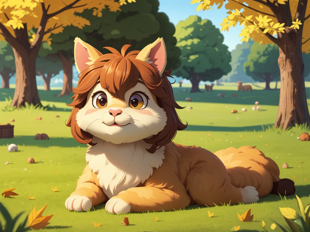 best quality,highres,ultra-detailed,(realistic:1.37),portrait, an alpaca,furry,farm animal,lush green grass,big brown eyes,fluffy coat,cute,peaceful expression,soft and gentle,close-up,beautiful detailed fur,autumn colors,soft sunlight,lens flare