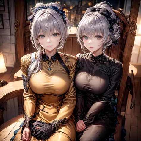 Anime characters sit on thrones, huge black bell building in the back Best anime 4k konacha wallpaper, trending on Artstation Pi...